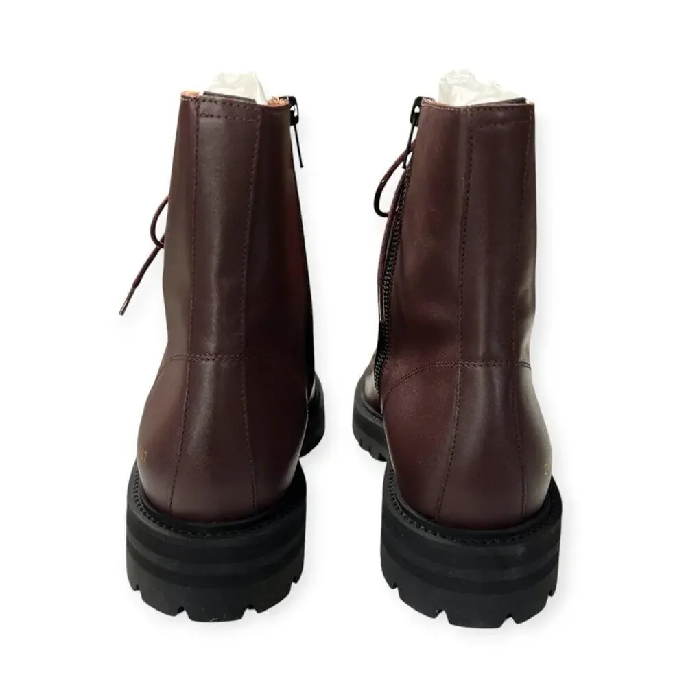 Common Projects Burgundy Leather Combat Boot EU 42 2453 NEW MADE IN ITALY